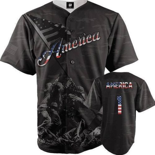 America #1 Black Camo Baseball Jersey - Greater Half