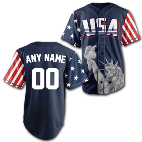 Custom Blue USA Baseball Jersey - Greater Half