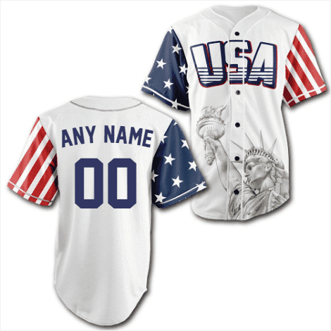 Custom White USA Baseball Jersey - Greater Half