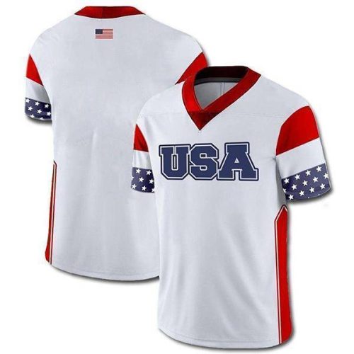 Custom White USA Patriotic Football Jersey 2