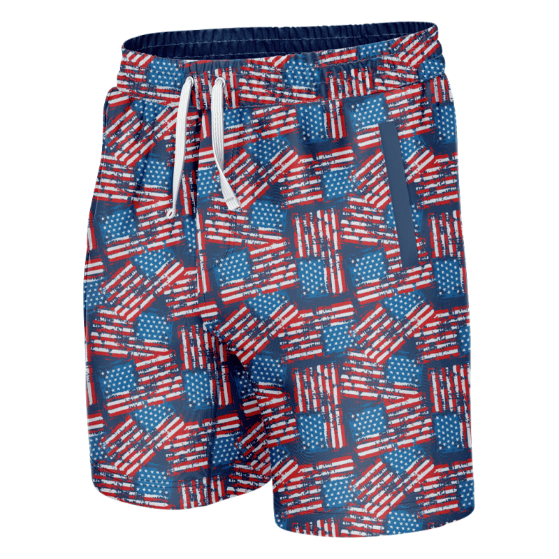 Distressed American Flag Swim Trunks - Greater Half