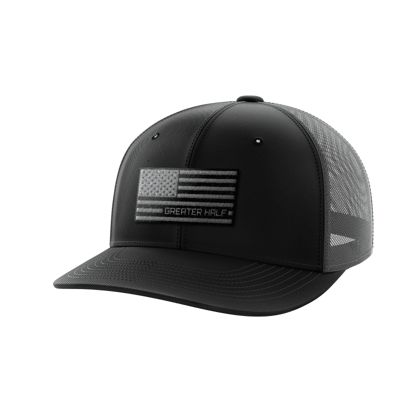 USA Black Flag Woven Patch Hat - Greater Half